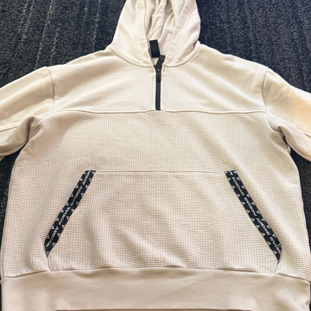 adidas Men's Cream Zip-Up Sweater